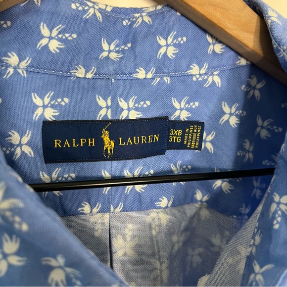 Ralph Lauren Blue Short Sleeve Button Up Men's Size 3XB Beach Resort Casual - Picture 4 of 6